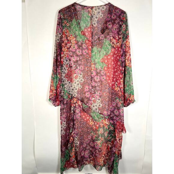 Maeve Anthropologie Sirena Ruffled Tunic Dress M Floral Print V-Neck Boho Flowy - Picture 3 of 9
